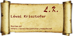 Lévai Krisztofer névjegykártya